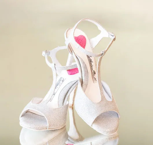 ΜΕΛΙΤΤΑ - CatherineStella, ασημί χορευτικό παπούτσι, παπούτσια χορού τανκο , tango shoes, dancing shoes   silver shoes, ανατομικά παπούτσια χορού 