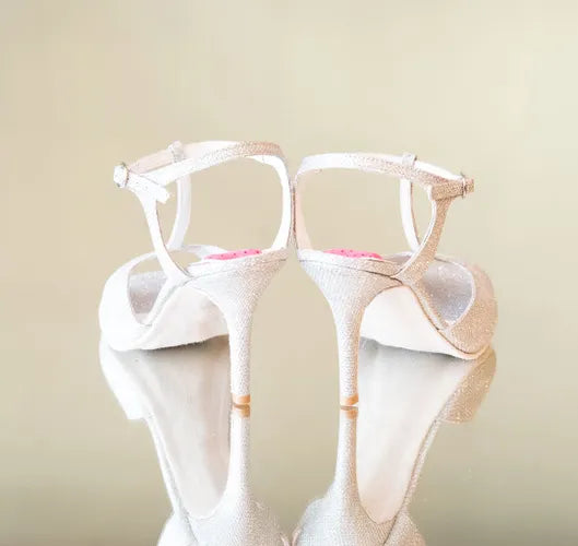 ΜΕΛΙΤΤΑ - CatherineStella, ασημί χορευτικά παπούτσια για τανκο, γυναικεια παπούτσια χορού, dancing shoes, tango shoes 