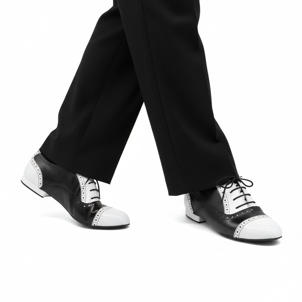 Milonguero Soul – Χειροποίητο Ανδρικό Χορευτικό Tango Παπούτσι σε Μαύρο & Λευκό Λουστρίνι CatherineStella