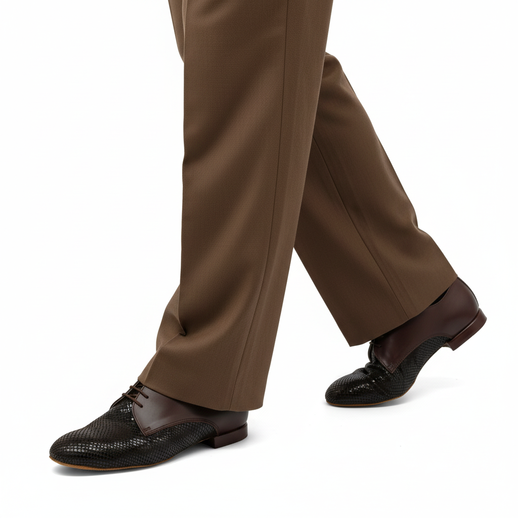 Misterioso – Ανδρικό Tango Παπούτσι Σκούρο Καφέ Ματ & Snake Print, Χειροποίητο CatherineStella